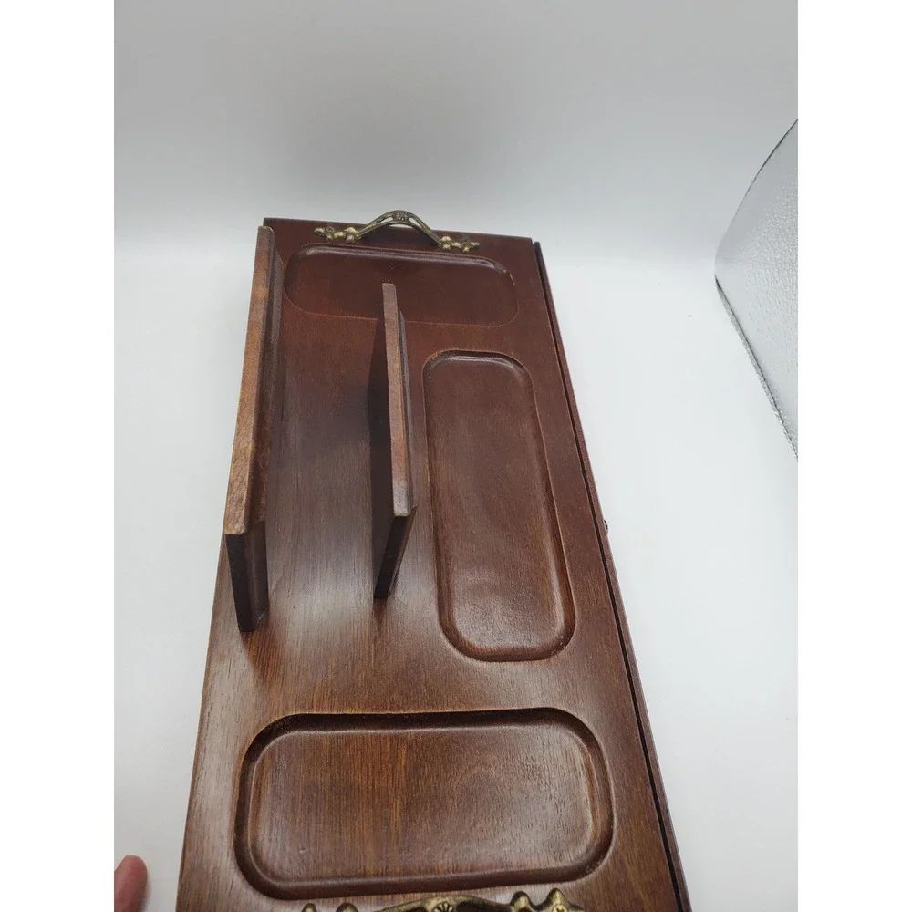 Vintage London Leather Men's Wooden Dresser Valet Box